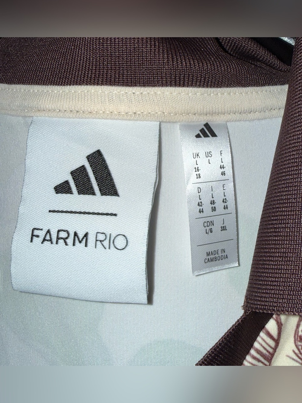 adidas x FARM Rio long-sleeve bodysuit in a colorful floral print, size L, NWT - Picture 4 of 6